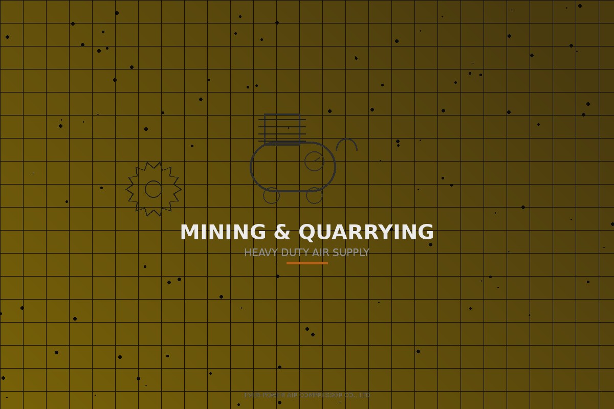 Industrial gas air compressor operating in an open-pit mining environment powering rock drills and pneumatic hammers